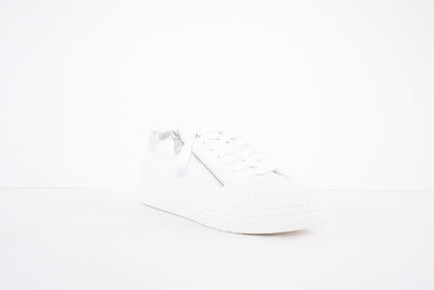 MARCO TOZZI - 23718-197- FLAT LACED/ZIP FASHION SHOE - WHITE