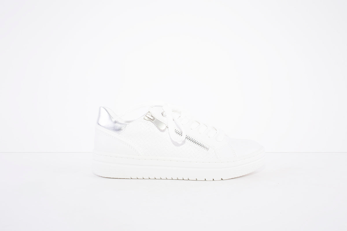 MARCO TOZZI - 23718-197- FLAT LACED/ZIP FASHION SHOE - WHITE