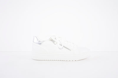 MARCO TOZZI - 23718-197- FLAT LACED/ZIP FASHION SHOE - WHITE