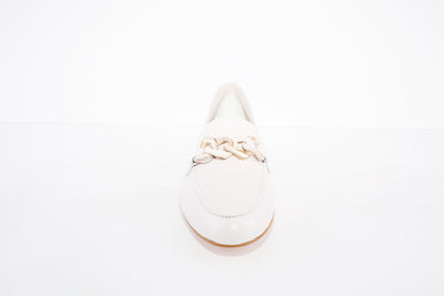 MARIA JAEN - 4015 FASHION LOAFER WITH CHAIN DETAIL - BEIGE LEATHER