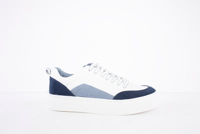 MARCO TOZZI - 23703-135 LACED FASHION SHOE - WHITE/NAVY