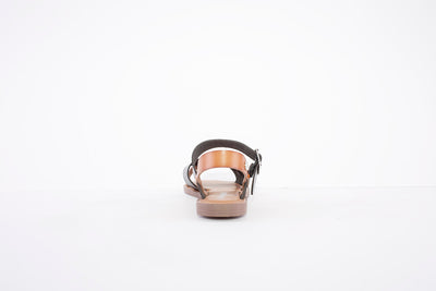 REFRESH- 79293- FLAT FASHION STRAP SANDAL - BLACK/TAN