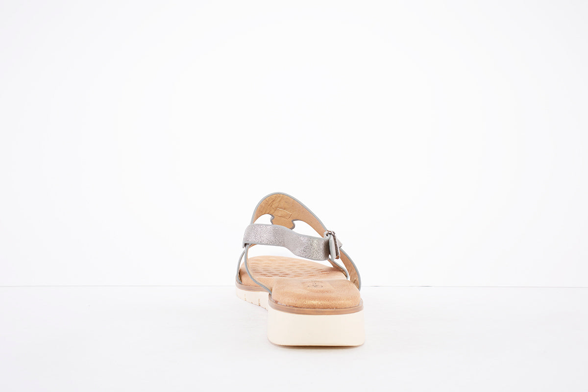 LUNAR - JLH291 NIXON FLAT STRAP FASHION SANDAL - PEWTER