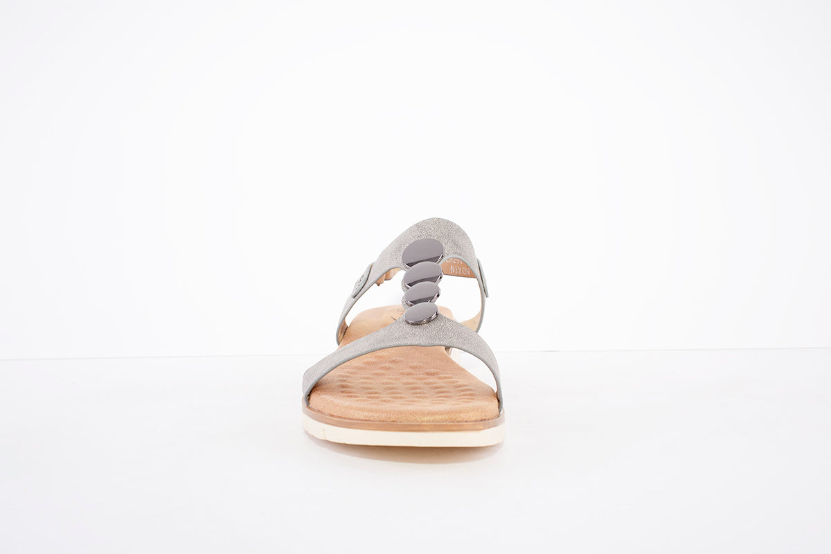 LUNAR - JLH291 NIXON FLAT STRAP FASHION SANDAL - PEWTER