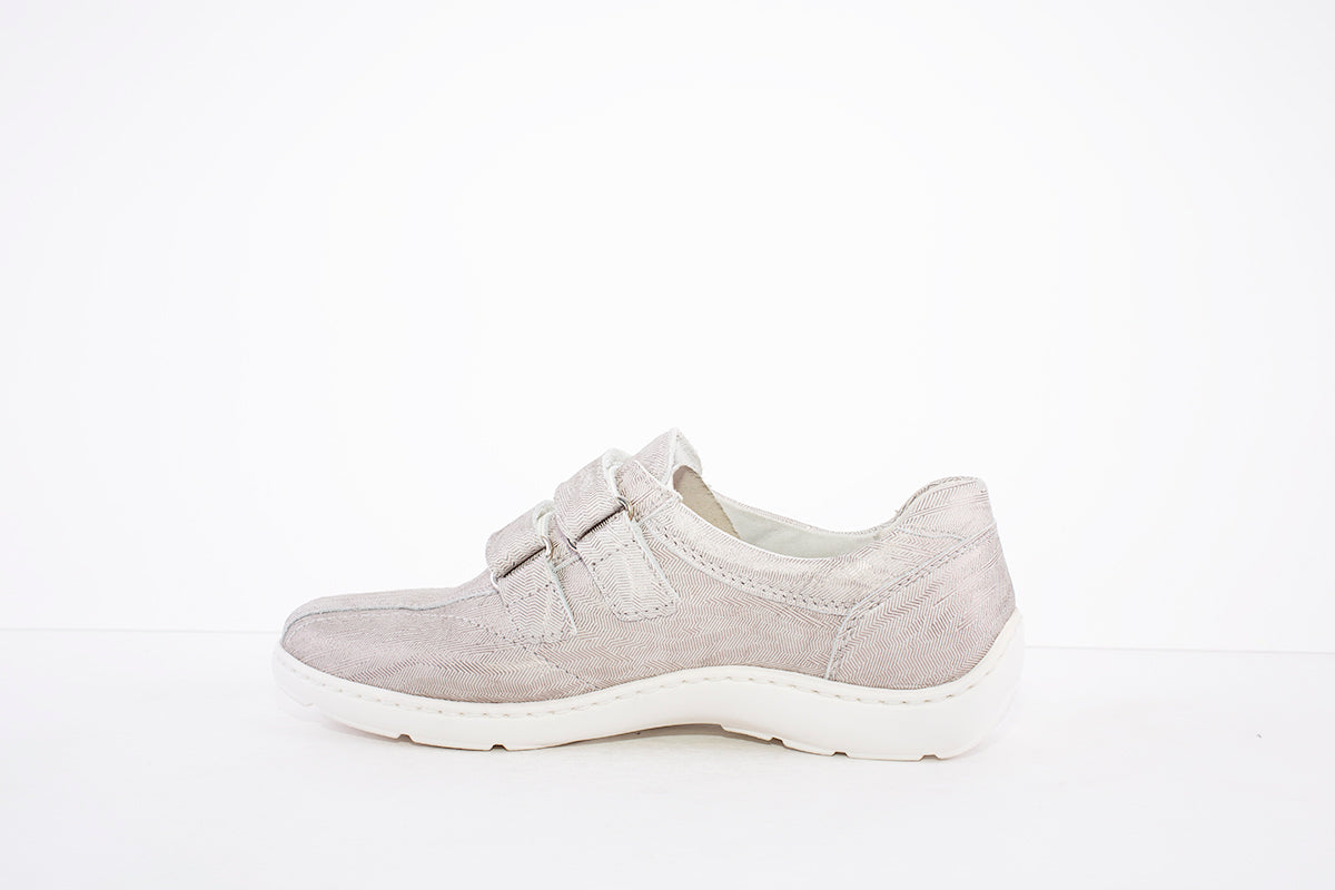WALDLAUFER - 496301 133 HENNI DOUBLE VELCRO SHOE- H WIDTH - TAUPE METALLIC