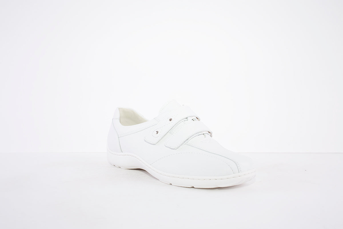WALDLAUFER - 496301 171 HENNI DOUBLE VELCRO SHOE- H WIDTH - WHITE LEATHER