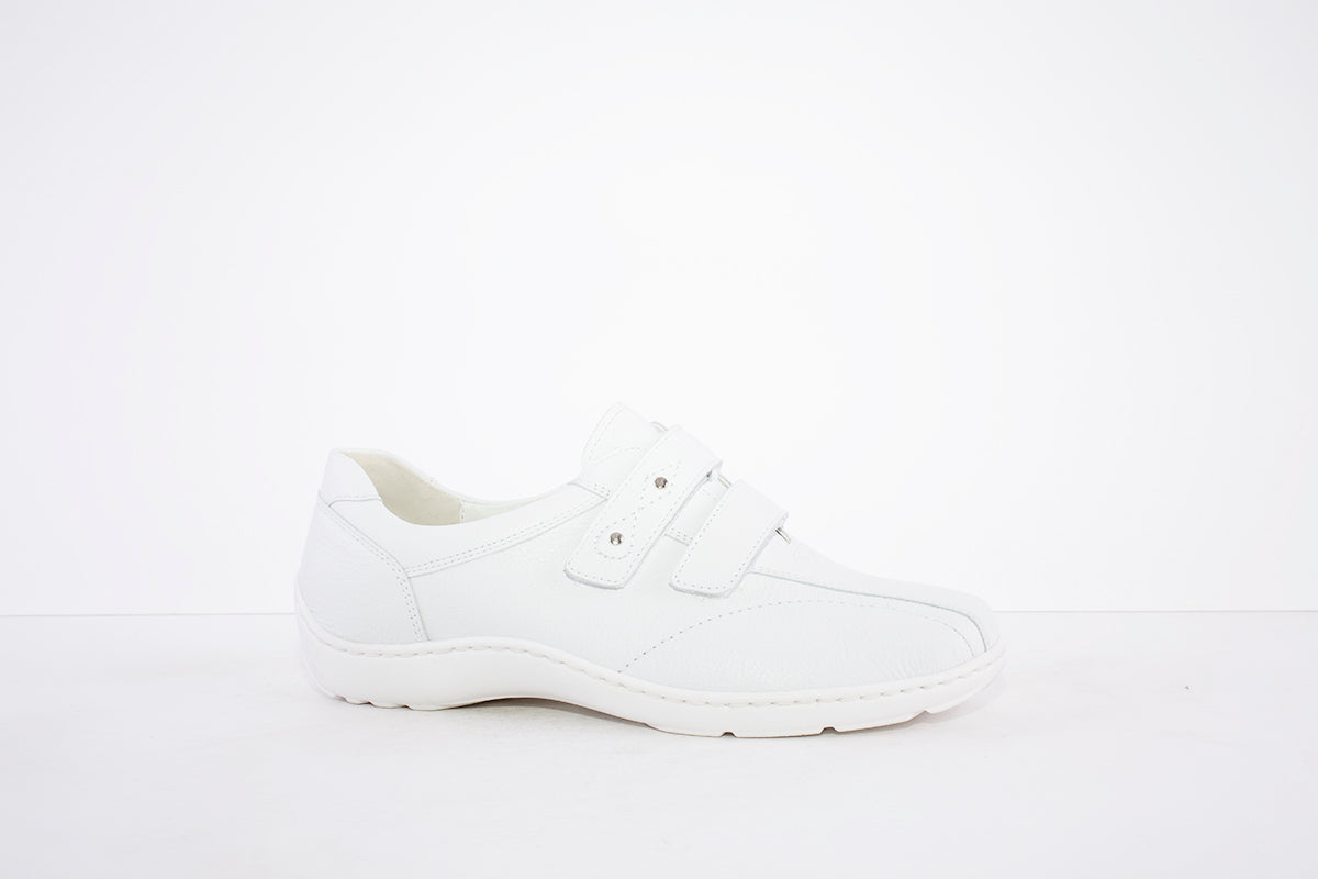 WALDLAUFER - 496301 171 HENNI DOUBLE VELCRO SHOE- H WIDTH - WHITE LEATHER