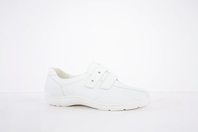 WALDLAUFER - 496301 171 HENNI DOUBLE VELCRO SHOE- H WIDTH - WHITE LEATHER