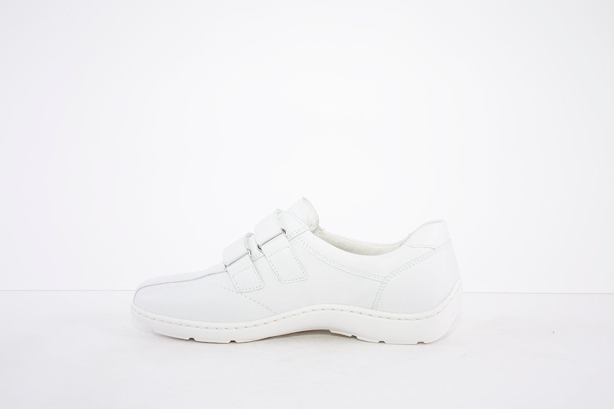 WALDLAUFER - 496301 171 HENNI DOUBLE VELCRO SHOE- H WIDTH - WHITE LEATHER