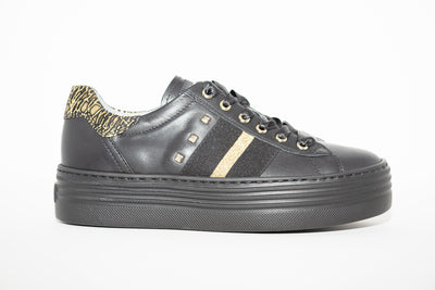 NeroGiardini - I013370D FLATFORM LACED FASHION SHOE - BLACK/GOLD