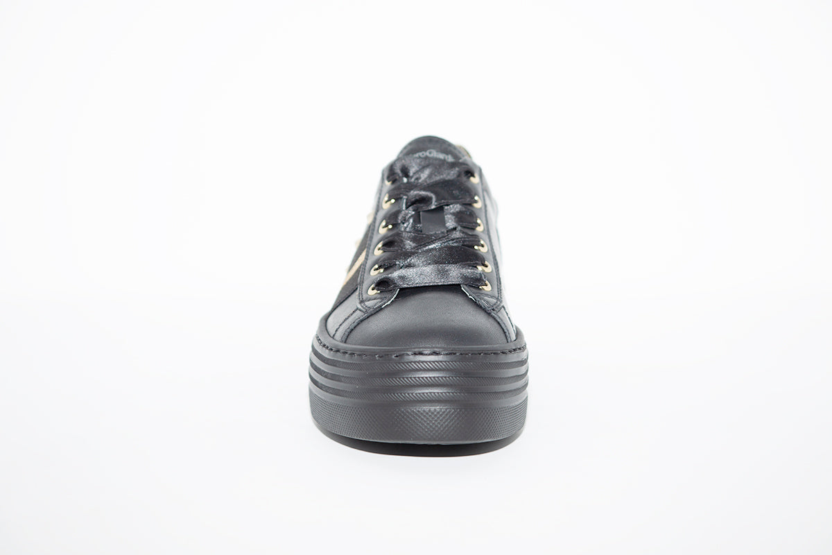 NeroGiardini - I013370D FLATFORM LACED FASHION SHOE - BLACK/GOLD