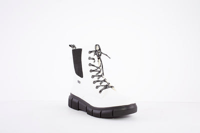 RIEKER TEX LACED ANKLE BOOT LAMBSWOOL LINING - X3414-80- WHITE