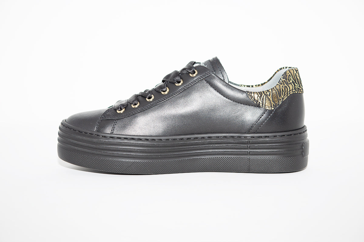 NeroGiardini - I013370D FLATFORM LACED FASHION SHOE - BLACK/GOLD