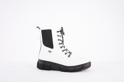 RIEKER TEX LACED ANKLE BOOT LAMBSWOOL LINING - X3414-80- WHITE