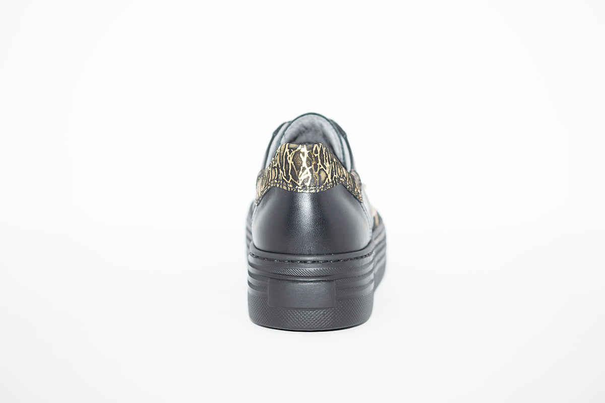 NeroGiardini - I013370D FLATFORM LACED FASHION SHOE - BLACK/GOLD