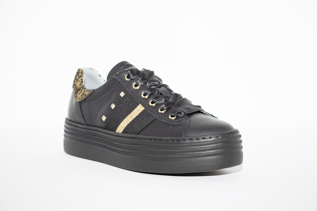 NeroGiardini - I013370D FLATFORM LACED FASHION SHOE - BLACK/GOLD