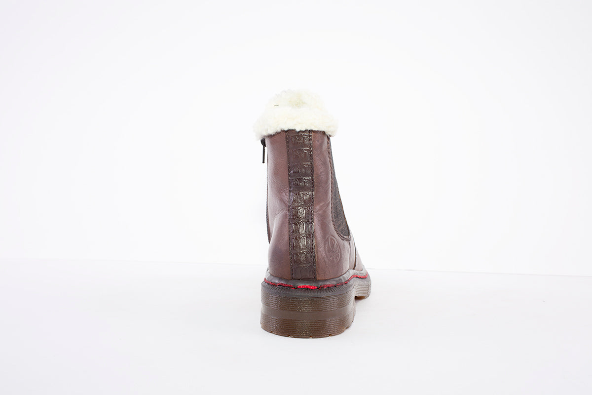 RIEKER - 76298-25 FLAT ELASTICATED SIDE GUSSET CHELSEA ZIP BOOT - BROWN