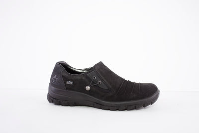 RIEKER TEX SLIP-ON SHOE - L7154-00 BLACK SUEDE