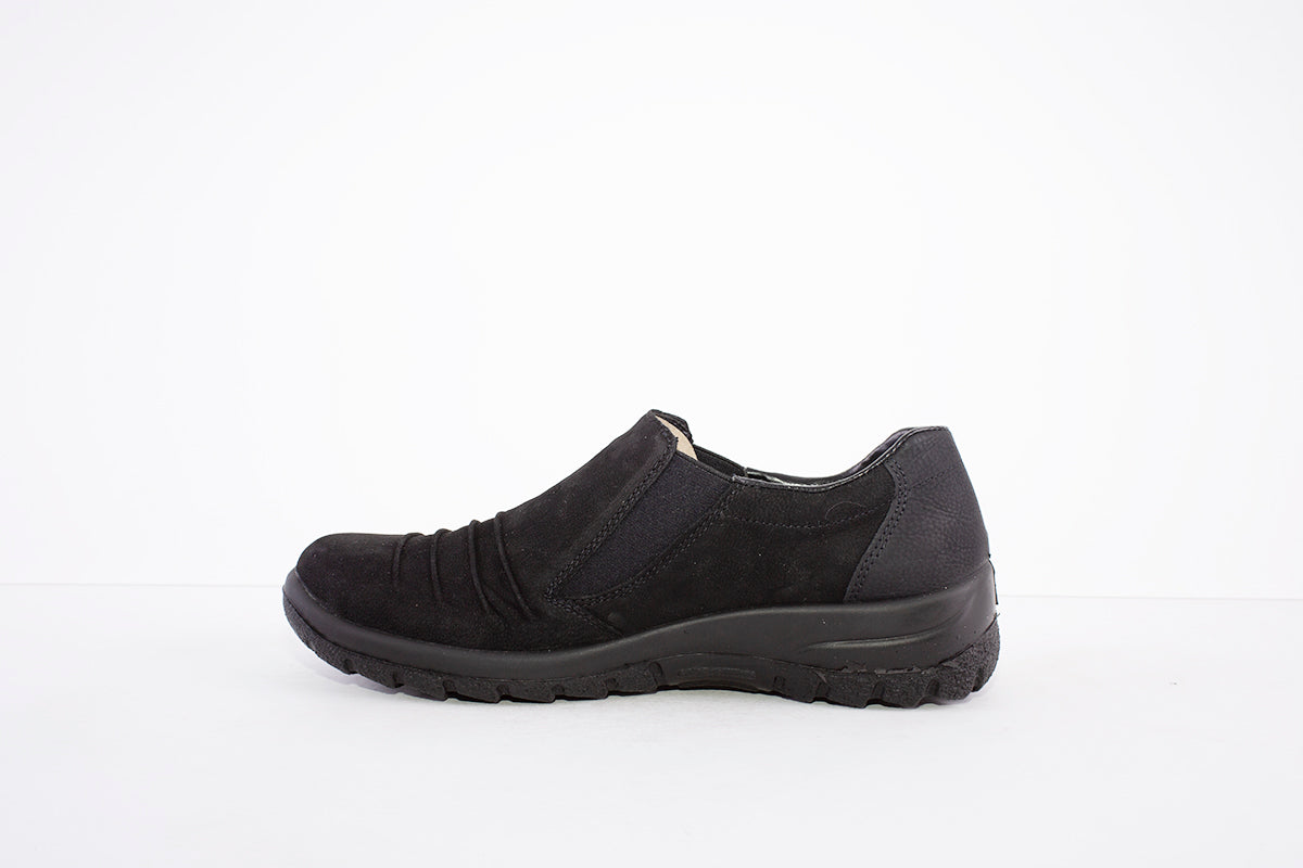 RIEKER TEX SLIP-ON SHOE - L7154-00 BLACK SUEDE