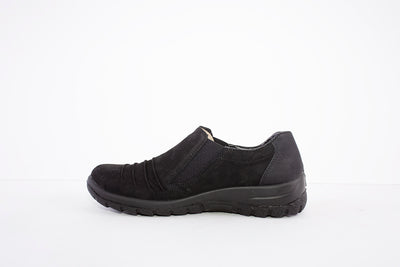 RIEKER TEX SLIP-ON SHOE - L7154-00 BLACK SUEDE