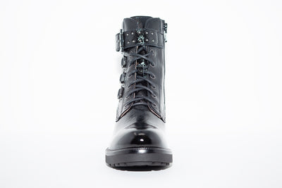 NeroGiardini - I014222D FLAT LACED ANKLE BOOT - BLACK PATENT