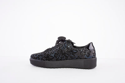 RIEKER - M6404-14 LACE UP PLATFORM SHOE WITH ZIP - NAVY FLORAL