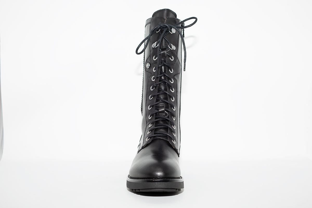 NeroGiardini - I014094D 3/4 LGTH LACED BIKER BOOT - BLACK LEATHER