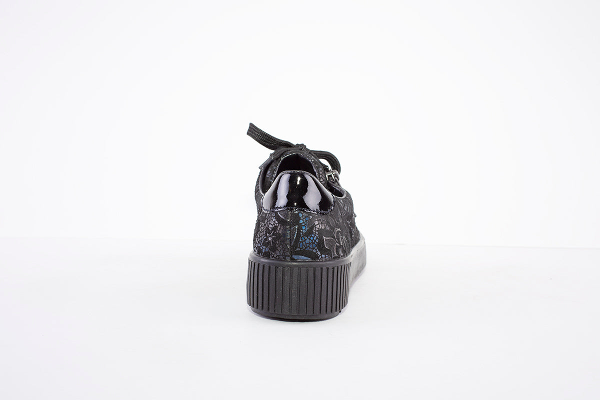 RIEKER - M6404-14 LACE UP PLATFORM SHOE WITH ZIP - NAVY FLORAL