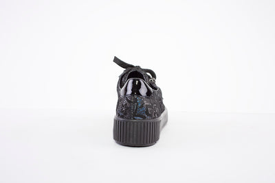 RIEKER - M6404-14 LACE UP PLATFORM SHOE WITH ZIP - NAVY FLORAL