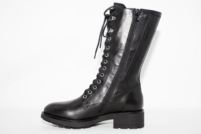 NeroGiardini - I014094D 3/4 LGTH LACED BIKER BOOT - BLACK LEATHER