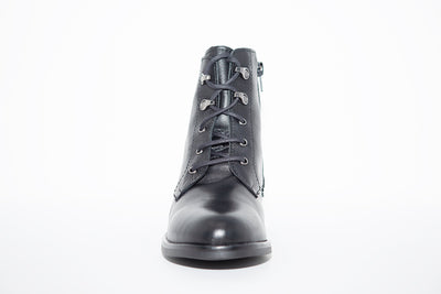 MARIA JAEN - 1007N FLAT LACED ANKLE BOOT - BLACK LEATHER