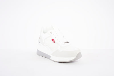 XTI - 44198 HIGH WEDGE LACED FASHION SHOE WITH ZIP - WHITE/GREY