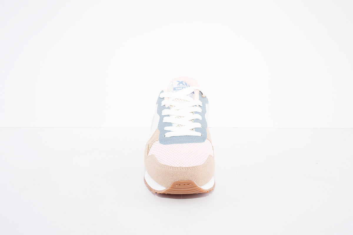 XTI - 43661 LACE UP FASHION SHOE - BEIGE/PINK