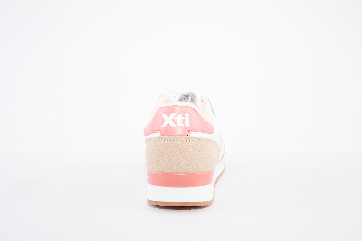 XTI - 43661 LACE UP FASHION SHOE - BEIGE/PINK