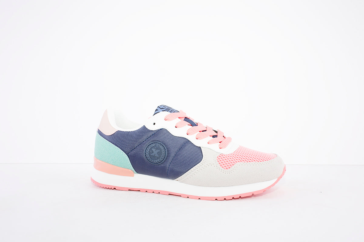 XTI - 43661 LACE UP FASHION SHOE - NAVY/PINK