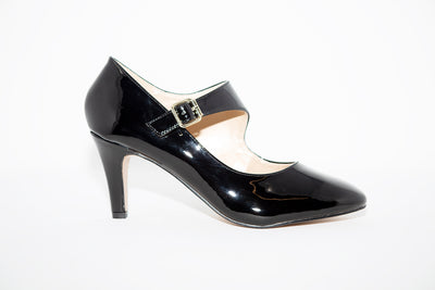 LOTUS - LAURANA MEDIUM HEEL STRAP SHOE - BLACK PATENT