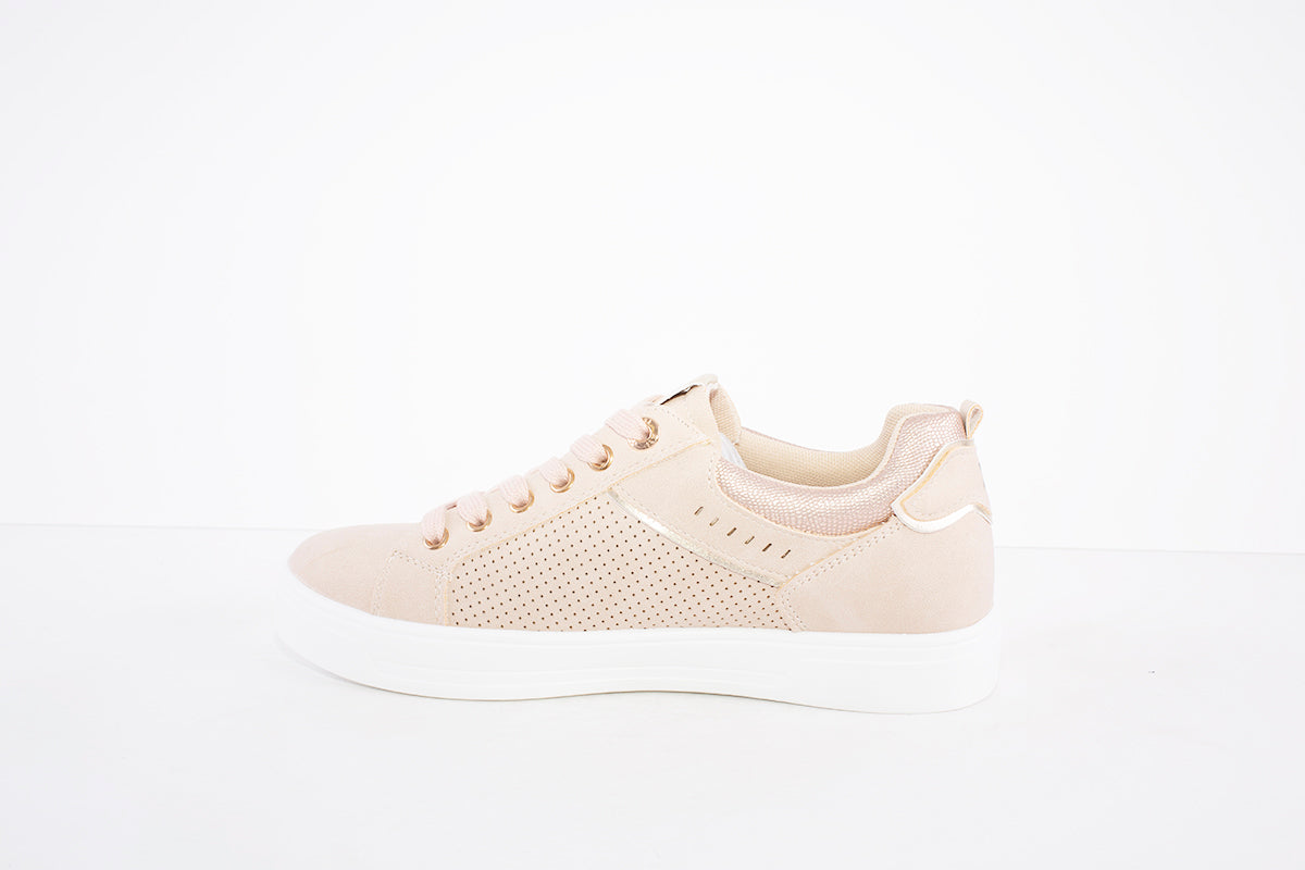 XTI - 44319 FLAT LACED FASHION SHOE - BEIGE