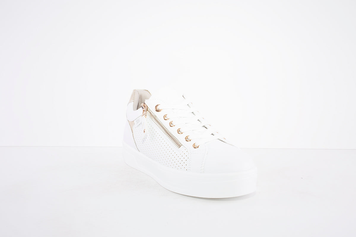 XTI - 44309 LACED/ZIP FASHION SHOE - WHITE