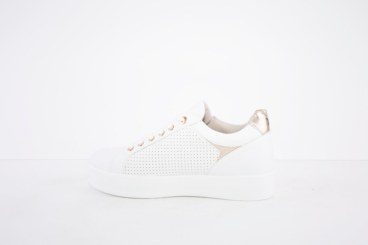 XTI - 44309 LACED/ZIP FASHION SHOE - WHITE