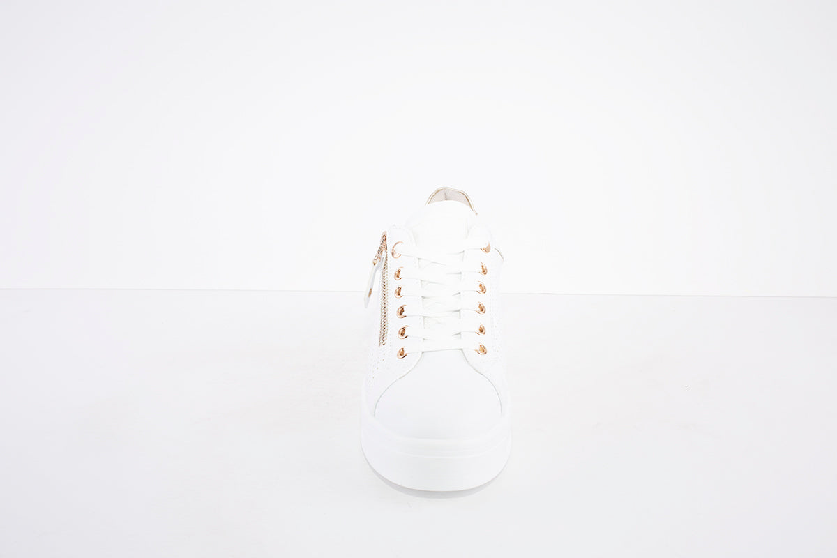 XTI - 44309 LACED/ZIP FASHION SHOE - WHITE