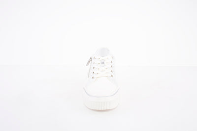 REFRESH - 79545 FLAT LACE UP/ZIP FASHION SHOE - WHITE/SILVER