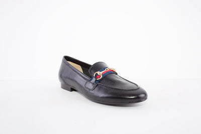MARIA JAEN - 4026 LOW HEEL SLIP-ON SHOE - BLACK LEATHER