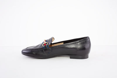 MARIA JAEN - 4026 LOW HEEL SLIP-ON SHOE - BLACK LEATHER