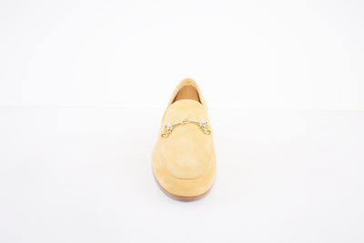 MARIA JAEN - 4023 FLAT LOAFER WITH GOLD CHAIN DETAIL - YELLOW SUEDE