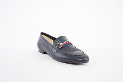 MARIA JAEN - 4026 LOW HEEL SLIP-ON SHOE - NAVY LEATHER
