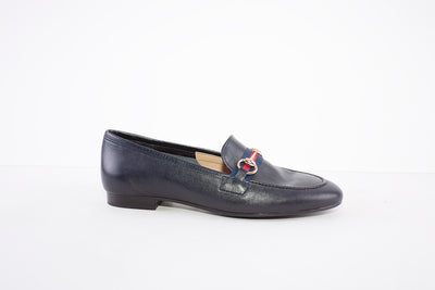 MARIA JAEN - 4026 LOW HEEL SLIP-ON SHOE - NAVY LEATHER