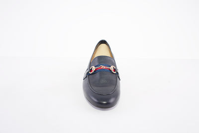 MARIA JAEN - 4026 LOW HEEL SLIP-ON SHOE - NAVY LEATHER