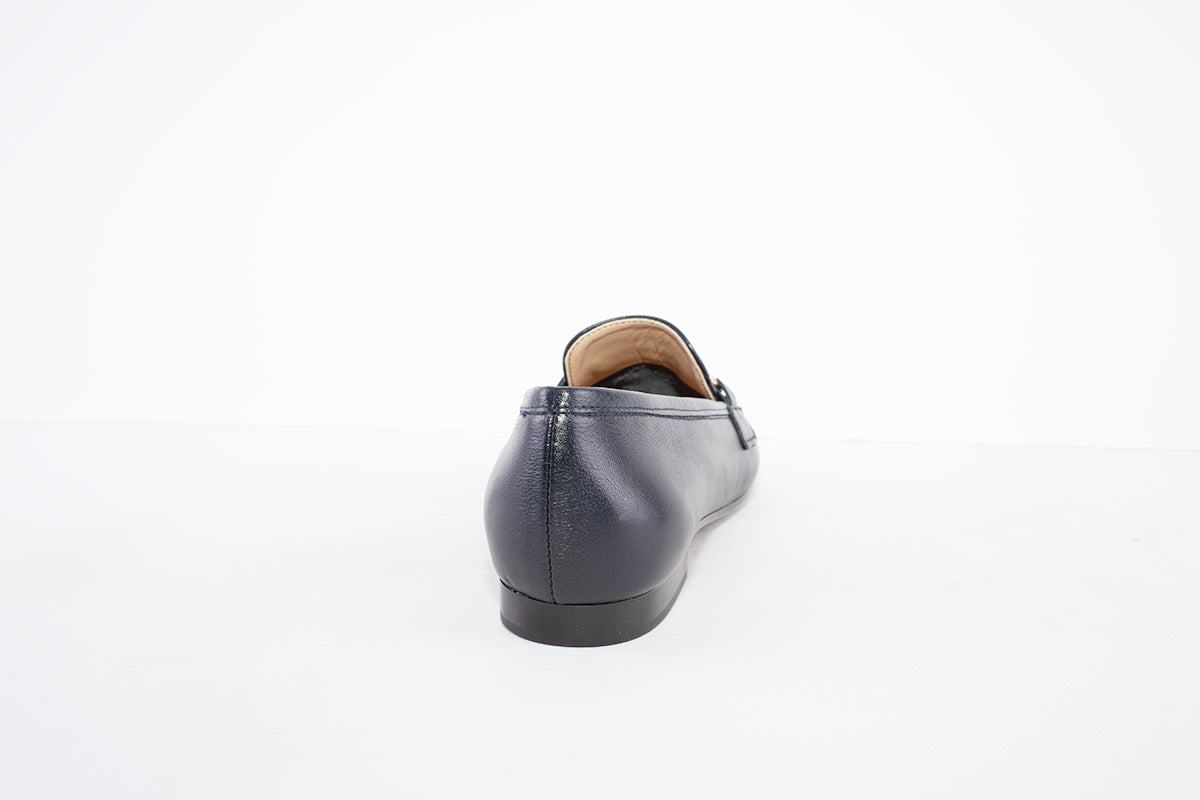 MARIA JAEN - 4026 LOW HEEL SLIP-ON SHOE - NAVY LEATHER