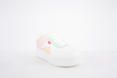 REFRESH -79405 CHUNKY LACE UP FASHION SHOE - WHITE MULTI