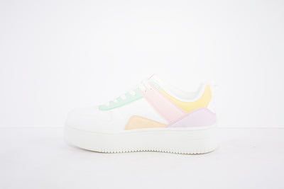 REFRESH -79405 CHUNKY LACE UP FASHION SHOE - WHITE MULTI